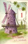 CPA Meilleurs Voeux Moulin 