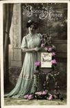 VINTAGE POSTCARD Fantasy Happy Woman Year