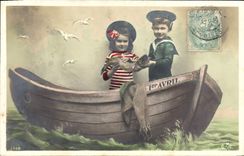 VINTAGE POSTCARD Fantasy Marine Children April 1st