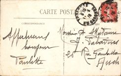 Mercado de Toulouse de la POSTAL de la VENDIMIA de los bordes y la campana-torre de Dalbade