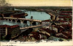 VINTAGE POSTCARD Toulouse the Garonne And Bridges