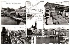 CPm Marseille Un coin du vieux port Escalier monumental Canebiere Le Quai des Belges 