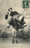 Colección de Veundeenue de la POSTAL de la VENDIMIA la nueva se derrumba él Sables d'Olonne folklore de la mula del asno