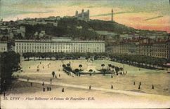 La POSTAL Lyon de la VENDIMIA coloca a Bellecour y a Coteau De Fourviere