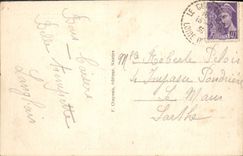 Ataque frontal meridional de Pornic Chateu de la POSTAL de la VENDIMIA en el puerto