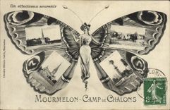 VINTAGE POSTCARD Mourmelon Camp Of Trawl-nets Militaria Butterfly