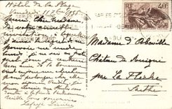 POSTAL de la VENDIMIA Sables d'Olonne el canal y la torre D Arundel