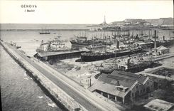 VINTAGE POSTCARD Genova I Bacini Boats