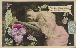 VINTAGE POSTCARD My Softer Thoughts I Go from there Towards You Woman