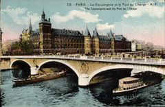 CPA Paris La Conciergerie Et Le Pont Au Change Bateau Peniche 