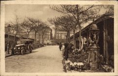 VINTAGE POSTCARD Small Tables Of Paris Market To the Flowers Of the ISCED