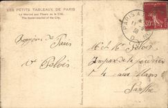 Tablas de la POSTAL de la VENDIMIA pequeñas de mercado de París a las flores del ISCED