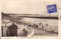 VINTAGE POSTCARD Saint Brevin the Pines the Beach Children Bicycle Cycles Daguin Seal