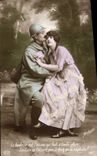 VINTAGE POSTCARD Fantaisie Militaria Soldier Happiness Is I' Oiseau Woman