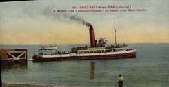 VINTAGE POSTCARD Holy Brevin Pines the Saint Christophe at the beginning for Saint Nazaire Boat