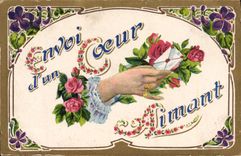 CPA Fantaisie Fleurs Main 