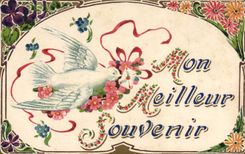 CPA Fantaisie Fleurs Colombe Mon Meilleur Souvenir