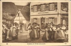 VINTAGE POSTCARD Scenes And Types Of Alsace Femmes Dances