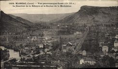 VINTAGE POSTCARD Massiac Panoramic View Western the district of Ribeyre and the rock of the Madeleine