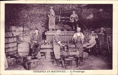 CPA Vendange en Maconnais Le pressurage 