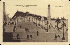 CPA Marseille Escalier monumental de la gare 