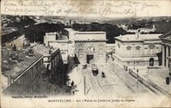 VINTAGE POSTCARD Montpellier Arc Law courts and garden of Peyrou