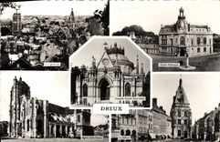 CPM Dreux Vue generale Caisse d'Epargne Chapelle Royale Saint Louis Eglise Saint Pierre Le beffroi