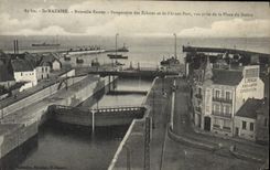 VINTAGE POSTCARD St Nazaire Perspective News Entered of the locks and before port seen from of the place of the basin