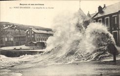VINTAGE POSTCARD Port In Bessin the Storm Of February 21st