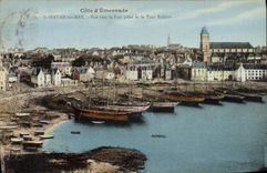 VINTAGE POSTCARD St Servan On Sea Seen Towards the Port Taken Of the Tower Solidor Boat