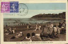 VINTAGE POSTCARD the Beach Of Quay Saint AD INTERIM 'Hour Of the Bath Daguin Seal