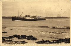 VINTAGE POSTCARD Fromentine Steamer Insula Oya making the service of Fromentine in the Island of Yeu Boat