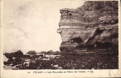 Acantilados de Fecamp de la POSTAL de la VENDIMIA con el agujero del perro