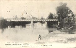 VINTAGE POSTCARD Eglisottes Close Coutras Edges of the Drone close the metallic bridge