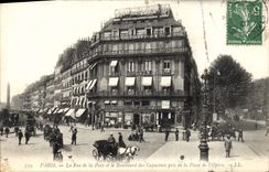 VINTAGE POSTCARD Paris the Street Of Peace And the Boulevard Of the Nasturtiums Taken Of the Place De I' Opera