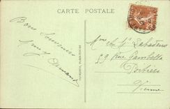 VINTAGE POSTCARD Tours Law courts the town hall and the place Tram