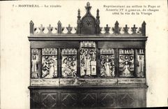 VINTAGE POSTCARD Montreal the Retable Representing in the medium the pope and Anseric IV has knees