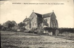 La iglesia de Montreal de la POSTAL de la VENDIMIA construyó por el duque de Anseric IV de Montreal