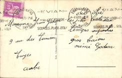 VINTAGE POSTCARD Evian Les Bains the Unloading dock Boat