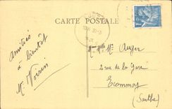 POSTAL Eguzon de la VENDIMIA la iglesia y el monumento de la guerra