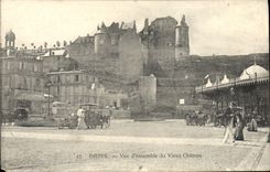 Cuadro total de Dieppe de la POSTAL de la VENDIMIA del castillo viejo del automóvil