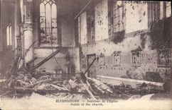 VINTAGE POSTCARD Interior Elverdinghe De I' Eglise Militaria