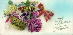 CPA Fantaisie Bonne Annee Fleurs