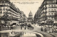 VINTAGE POSTCARD Paris the Street Soufflot And the automobile Pantheon
