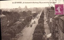 POSTAL Le Havre de la VENDIMIA el bulevar de Estrasburgo vista de la torre de la estación