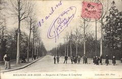 VINTAGE POSTCARD Boulogne On the Perspective Seine of the avenue of Longchamp