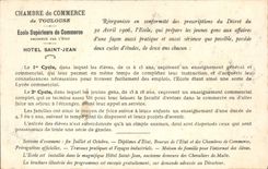 VINTAGE POSTCARD Toulouse higher Frontage of Capitole Ecolue of trade Hotel St Jean