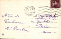 POSTAL Toulouse de la VENDIMIA las reglas redondas grandes de Clemence Pzaure