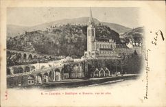 VINTAGE POSTCARD Heavy Basilica and Rosary Seen of Dimension