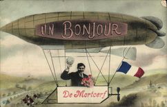 VINTAGE POSTCARD a hello of Morcerf Airship Zeppelin